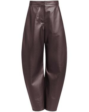 Alaïa Alaïa Low Round Leather Pants - Brown