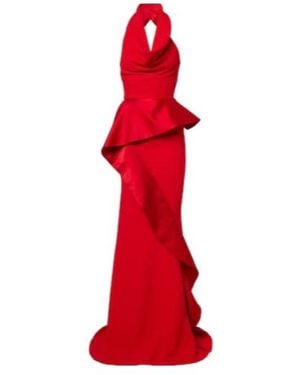 Maticevski Provocateur Halterneck Peplum Satin Gown - Red