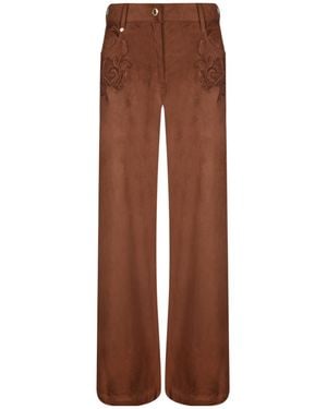 ERMANNO FIRENZE Embroidered Pants - Brown