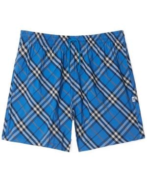 Burberry Check Swim Shorts - Blue