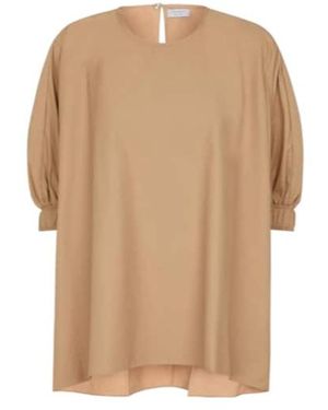 Deveaux New York Amal Cotton-Blend Poplin Top - Natural
