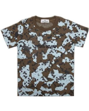 Stone Island Camouflage-Print Logo-Embroidered T-Shirt - Green