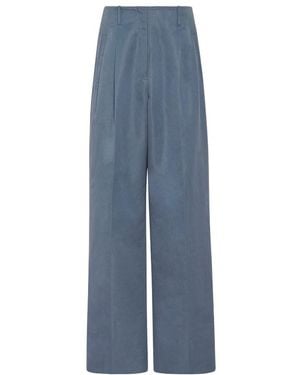 The Row Wide-Leg Cotton-Ramie Trousers - Blue