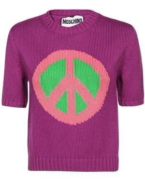 Moschino Peace Sign Motif Knitted Top - Pink