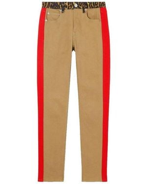 Burberry Leopard Print Detail Skinny-Fit Jeans - Red