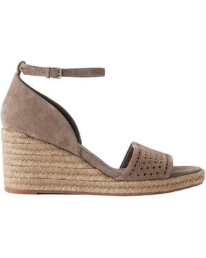 Brunello Cucinelli Suede Espadrille Wedges With Broderie Anglaise - Natural