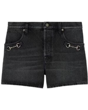 Gucci Cotton Denim Shorts With Horsebit - Black