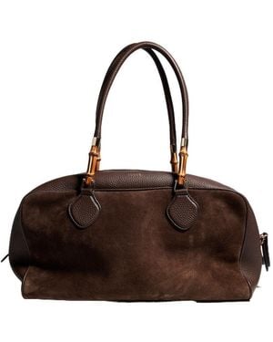 Gucci Large Boston Bag With Bamboo - Brown