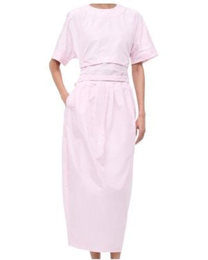 STAUD Michelina Tie-Waist Midi Dress - Pink