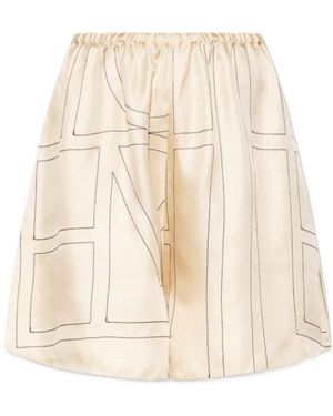 TOTEME Totême Geometric Printed Elasticated Waistband Shorts - Natural