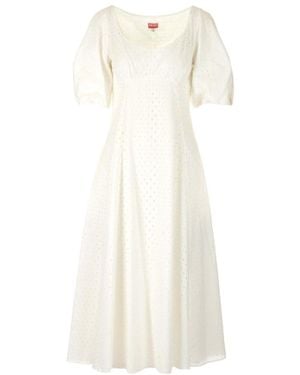 KENZO Short-Sleeved Flared Midi Dress - White