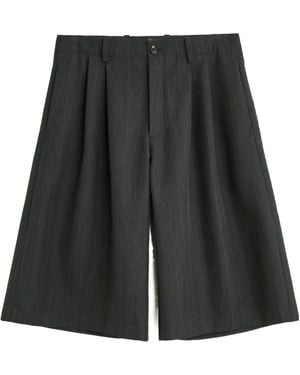 Our Legacy Split Pleated Pinstripe Shorts - Black