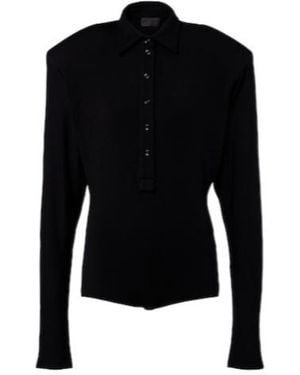 Mugler Wool-Blend Polo Jumper - Black