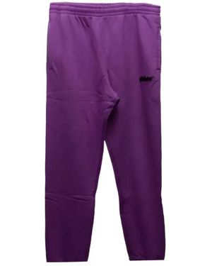 Off-White c/o Virgil Abloh Logo Embroidered Straight Leg Trousers - Purple