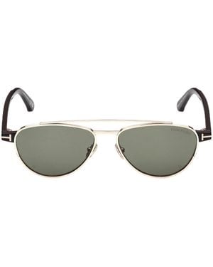 Tom Ford Double-Frame Pilot-Style Sunglasses - White
