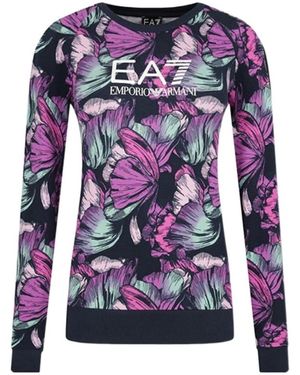 EA7 Round Neck Print Sweater - Blue