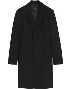 BOSS Single-Breasted Long Coat - Black