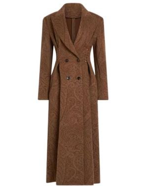 Etro Double-Breasted Wool And Cashmere Coat - Brown
