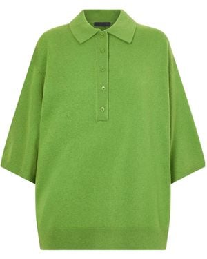 Tibi Wool And Cashmere-Blend Polo Shirt - Green
