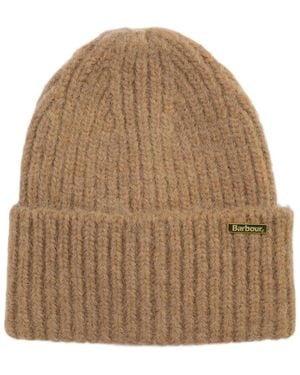 Barbour Logo-Detail Knit Hat - Natural