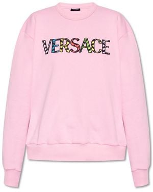 Versace Embroidered Cotton Sweatshirt - Pink