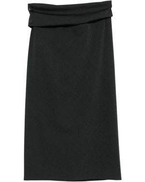 Alberta Ferretti Button-Detail Midi Skirt - Black