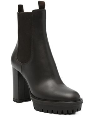 Gianvito Rossi Platform Leather Chelsea Boots - Black