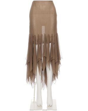 Valentino Asymmetrical Chiffon Skirt - Natural