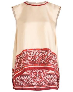 La DoubleJ San Carlo Printed Silk-Twill Top - Red