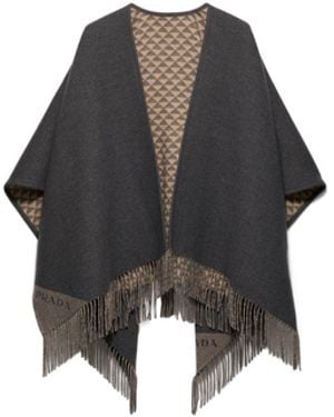 Prada Reversible Wool And Cashmere Poncho - Multicolour