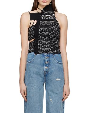 MM6 by Maison Martin Margiela Pattern Hollow Knitted Vest - Blue