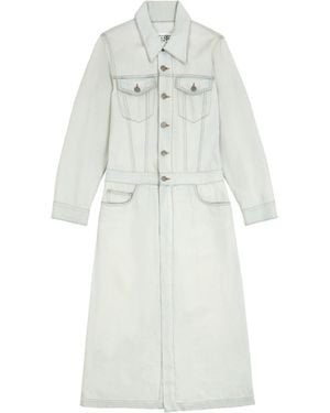MM6 by Maison Margiela Denim Long-Sleeved Midi Dress - White