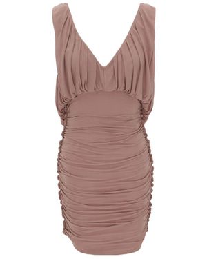 Saint Laurent Draped Sleeveless Dress - Purple