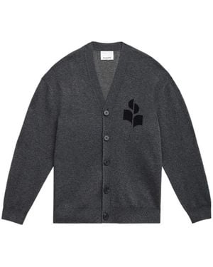 Isabel Marant Curtis Logo Jacquard Knitted Cardigan - Grey