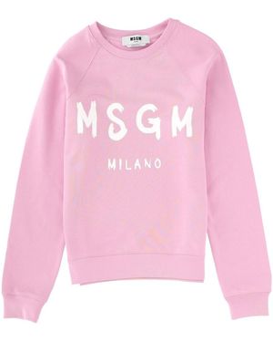 MSGM Logo Print Crewneck Sweatshirt - Pink