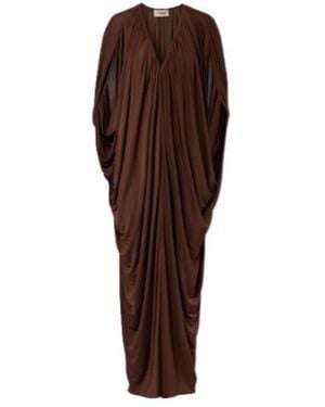 Adriana Degreas Draped Maxi Dress - Brown