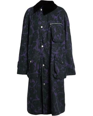 Burberry Floral Print Long Coat - Blue