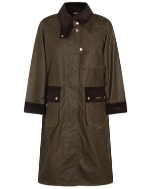 Barbour Contrastcollar Long Field Coat - Brown