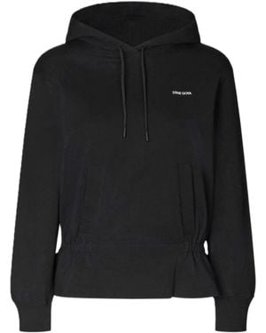Stine Goya Ruffled-Hem Hoodie - Black