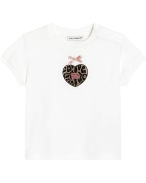 Dolce & Gabbana Heart Appliqué T-Shirt - White