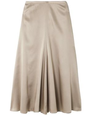 Brunello Cucinelli Gathered Silk-Satin Midi Skirt - Natural
