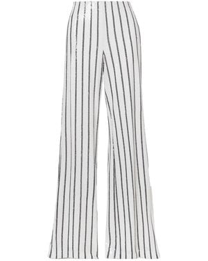 L'Agence Striped Sequined Slim-Leg Crepe Pants - White