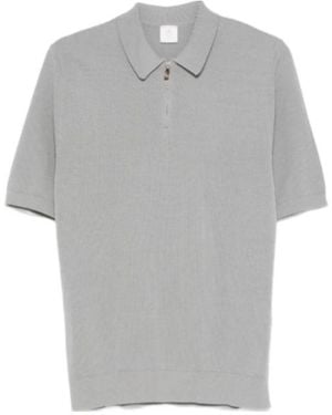 Eleventy Half-Zip Knitted Polo Shirt - Grey