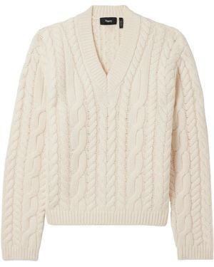 Theory Cable-Knit Wool And Cashmere-Blend Sweater - White