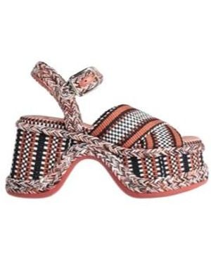 Chloé Multicolored Canvas Sandals - Natural