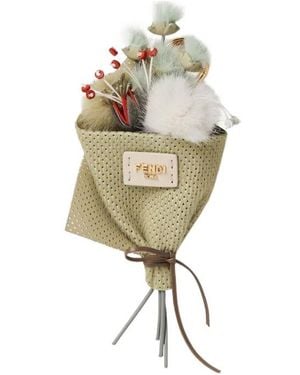 Fendi Leather And Mink Charm - Metallic