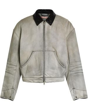 Acne Studios Distressed Leather Collar Jacket - Gray