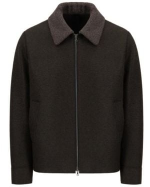 Harris Wharf London Golf Jacket Pressed Wool And Bouclè - Black