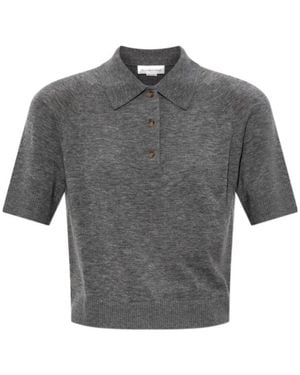 Victoria Beckham Fine-Knit Polo Shirt - Grey