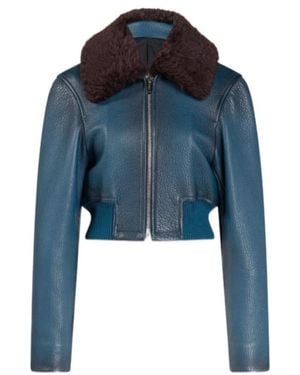 Alaïa Long-Sleeved Leather Jacket - Blue